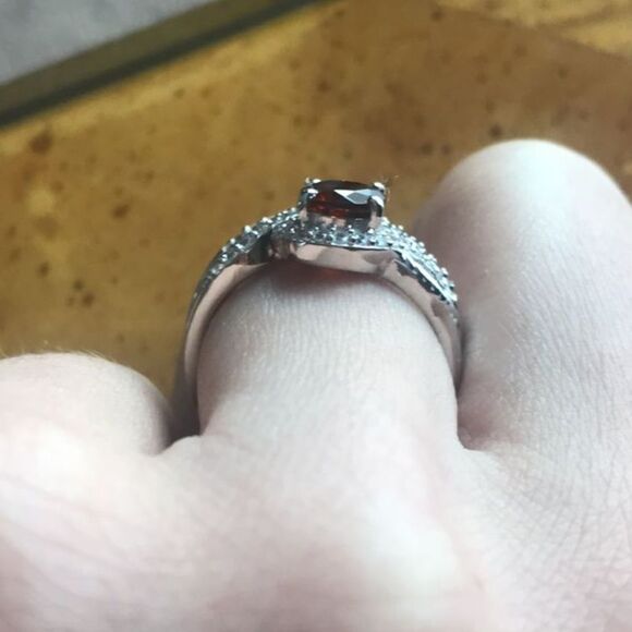 Natural Cherry Citrine Sterling Silver Ring Set Size 7 - Picture 3 of 7